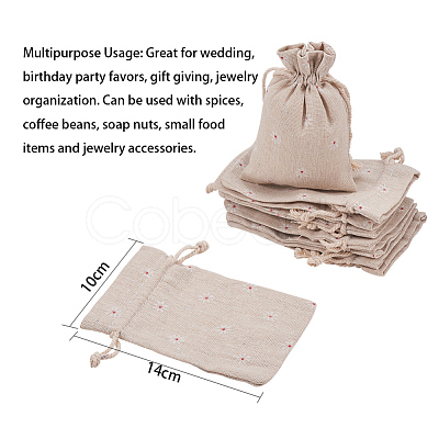 Polycotton(Polyester Cotton) Packing Pouches Drawstring Bags X-ABAG-T004-10x14-01-1
