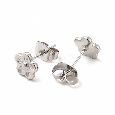 Non-Tarnish 304 Stainless Steel Flower Stud Earrings for Women EJEW-C004-07P-1