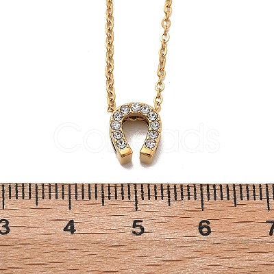 304 Stainless Steel Crystal Rhinestone Pendant Cable Chain Necklaces for Women NJEW-C062-01B-G-1