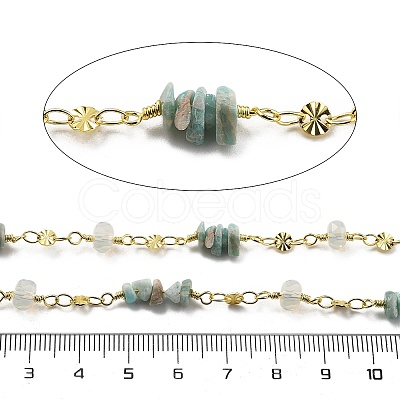 Flower Amazonite & Glass Link Chains CHC-K014-15G-02-1