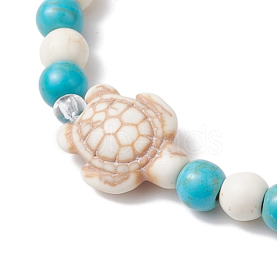 Synthetic Turquoise Beaded Stretch Bracelets for Women Men BJEW-JB11150-01-1
