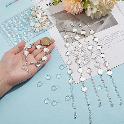 60Pcs Transparent Glass Cabochons with 10Pcs Brass Bracelet Making DIY-GO0002-32B-1