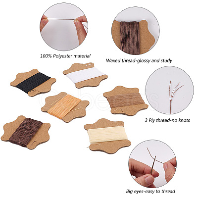 6 Bundles 6 Colors Waxed Cotton Cords OCOR-CY0001-96-1