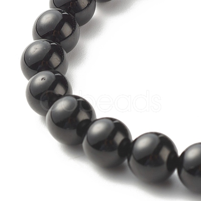 Natural Tourmaline & Lava Rock Round Beads Energy Power Stretch Bracelet for Men Women BJEW-JB07037-01-1