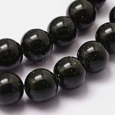 Synthetic Green Goldstone Beads Strands G-N0178-02-12mm-1