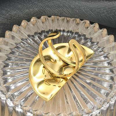 304 Stainless Steel Open Cuff Ring for Women RJEW-B109-06G-02-1