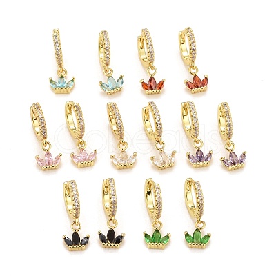 Rack Plating Brass Micro Pave Cubic Zirconia Huggie Hoop Earrings EJEW-F278-19-G-1