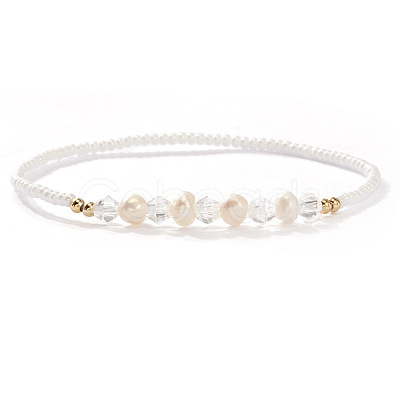 Fashion Plastic Imitation Pearl & Natural Freshwater Pearl & Glass Beaded Stretch Bracelets for Women SF7008-4-1