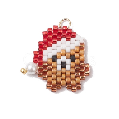 Christmas Themed Glass Seed Beaded Pendants PALLOY-MZ00868-05-1