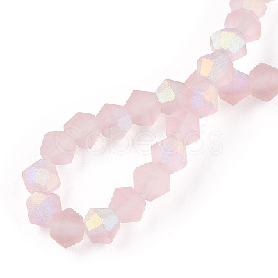 Imitate Austrian Crystal Bicone Frosted Glass Beads Strands GLAA-F029-TM4mm-A26-1