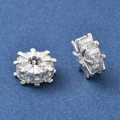 Brass Micro Pave Cubic Zirconia Beads KK-R216-01S-1