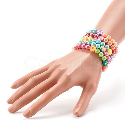 Opaque Acrylic Beads Stretch Bracelet Sets for Kids BJEW-JB06403-1