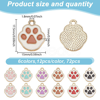 72Pcs 6 Colors Alloy Enamel Pendants ENAM-GO0001-16-1