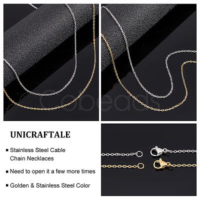 Unicraftale PVD Vacuum Plating 304 Stainless Steel Cable Chain Necklaces STAS-UN0005-35-1