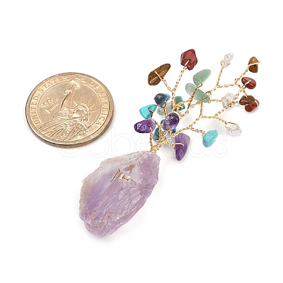 Natural Mixed Gemstone Chips Tree of Life Display Decorations AJEW-JD00015-04-1