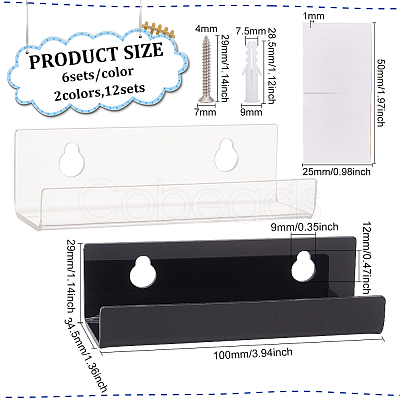 12 Sets 2 Colors Acrylic Vinyl Record Wall Holder AJEW-FG0003-21-1