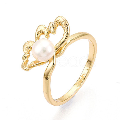 Flower Brass Finger Rings RJEW-N049-01G-1