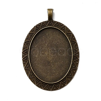 Tibetan Style Alloy Oval Pendant Cabochon Settings TIBEP-M018-47AB-NF-1