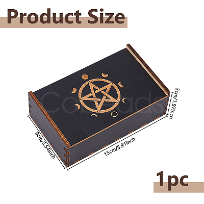 1Pc Rectangle Engraved Wooden Tarot Storage Boxes with Slider Lid for Divination CON-DC0001-17A-1
