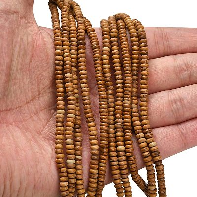 Natural Wood Lace Stone Wooden Jasper Beads Strands G-L635-A19-4x2mm-1