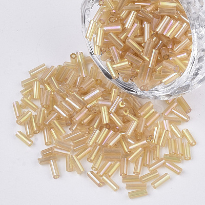 AB Color Plated Glass Bugle Beads SEED-R011-162B-1