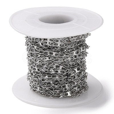 Tarnish Resistant 304 Stainless Steel Dapped Oval Link Chains CHS-G027-01P-1