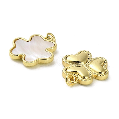 Brass Pave Shell Pendants KK-K365-08A-G-1