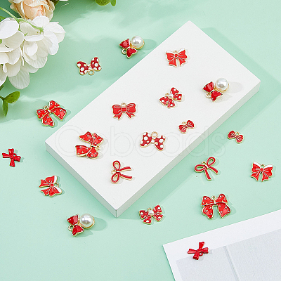 54Pcs 9 Styles Bowknot Alloy Enamel Pendants ENAM-DC0002-09B-1
