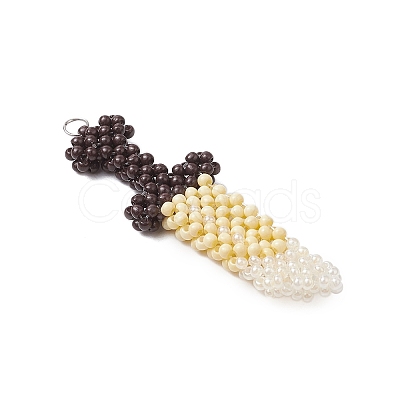 Glass Seed Beaded Broadsword Shape Pendants PALLOY-MZ00543-1