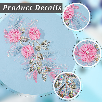 Polyester Embroidery Lace Cloth Patches AJEW-WH20070-078-1