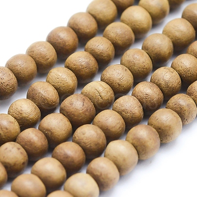 Natural Camphor Wood Beads Strands WOOD-P011-10-8mm-1