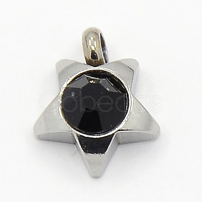 201 Stainless Steel Rhinestone Star Charm Pendants RB-M030-01H-1