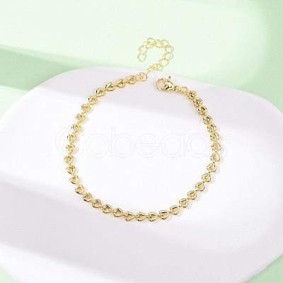 Brass Link Chain Bracelets for Women BJEW-C140-12G-1