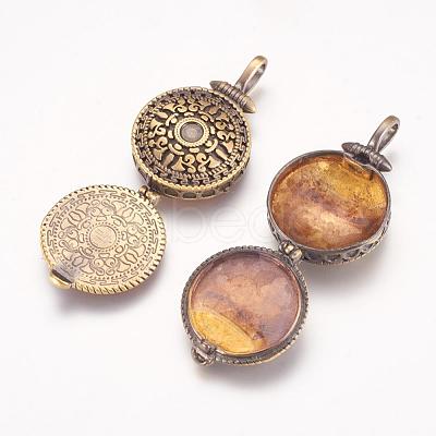 Brass Locket Pendants KK-K176-15AB-1