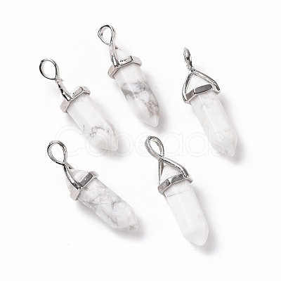 Natural Howlite Pointed Pendants G-K329-55P-1