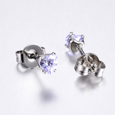 Cubic Zirconia Ear Studs EJEW-E098-H-02-1