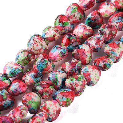 Spray Printed Synthetic Turquoise Beads Strands TURQ-P002-01A-05-1