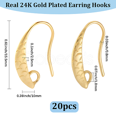 10 Pairs Brass Earring Hooks KK-BBC0027-77B-1