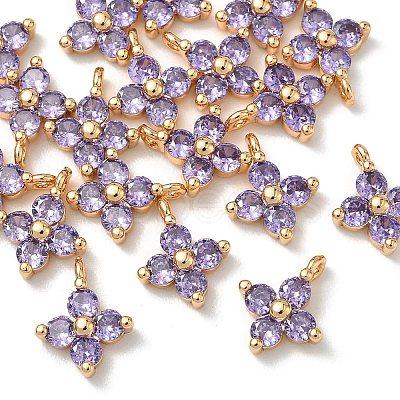 SHEGRACE Brass Cubic Zirconia Charms XGRQ4H136-680G-B-1