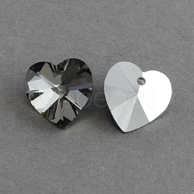 Heart Electroplated Glass Pendants EGLA-R082-02-1