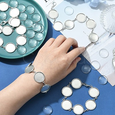 DIY Blank Dome Alloy Link Chain Bracelet Making Kit BJEW-DC00001-1