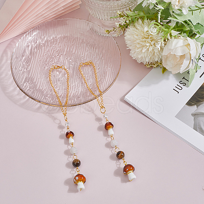 2Pcs Resin Mushroom Pendant Decorations HJEW-ME0001-12A-1