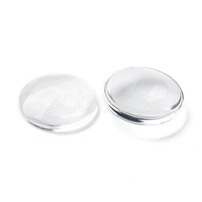 Transparent Glass Cabochons X-GGLA-R026-25mm-1