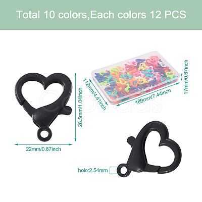120Pcs 10 Colors Plastic Lobster Claw Clasps KY-YS0001-05-1