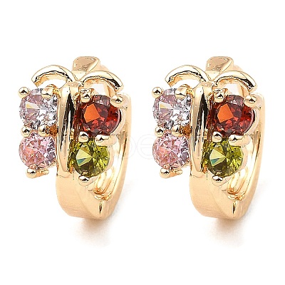 Brass Micro Pave Cubic Zirconia Hoop Earrings EJEW-D078-09KCG-1