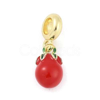 Brass Enamel Fruit European Dangle Charms KK-Z090-08G-05-1