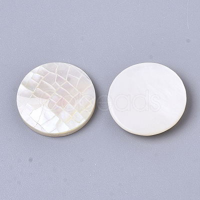 Natural White Shell Mother of Pearl Shell Cabochons SSHEL-N034-42-1