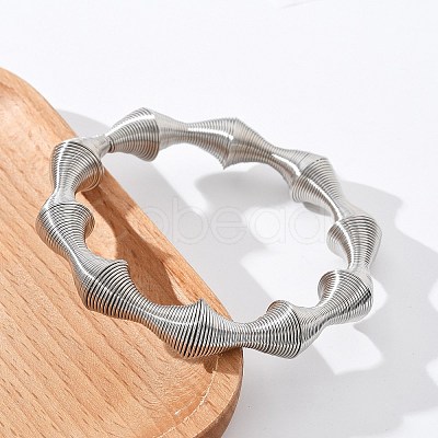 304 Stainless Steel Stretch Bangles for Women BJEW-P315-02C-P-1