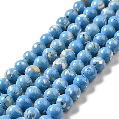 Synthetic Turquoise and Sea Shell Assembled Beads Strands G-D482-01C-04-1