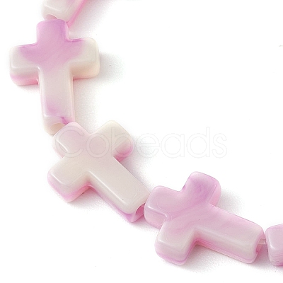7Pcs 7 Colors Cross Acrylic Beads Stretch Bracelets for Women Men BJEW-JB11434-1
